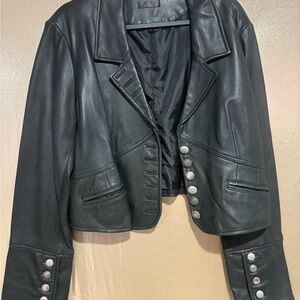 Wilsons Leather Black Buttoned Jacket
